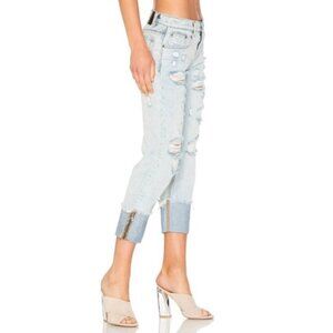 Free People OTS Jeans Straight leg distressed light wash boho festival baggy